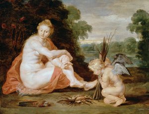 Venus y Cupido calentándose